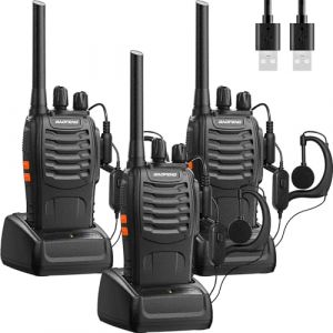 Baofeng Talkie Walkie Radios Professionnelle Longue Portée 16 Canaux Rechargeable Two-Way Radio,avec oreillette, USB Chargeur, Batterie?3 Pièces? (WinshopeStore, neuf)