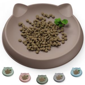 Wingcases Gamelle pour chat (1 pc, 15 x 15 cm, beige) | Gamelle en silicone pour chat | Protection des poils de barbe | Gamelle plate pour chat | Assiette large | Accessoires pour chat (Wingcase, neuf)