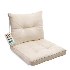 sunnypillow Lot de 2 Coussin de Jardin pour Chaise Fauteuil Rotin (Assise 50x50 cm + Dossier 50x40 cm) Galette de Chaise Anti UV - Extérieur Impermeable – Coussin de Sol idéal pour Balcon - Ecru (Globix24, neuf)