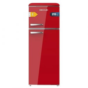 Cecotec Réfrigérateur à deux portes rétro 215 L Bolero CoolMarket 2D Origin 215 Rouge. Hauteur 148,2 cm et largeur 55,2 cm, LED, Poignée chromée, Étagères en verre, Contrôle de la température (Cecotec, neuf)