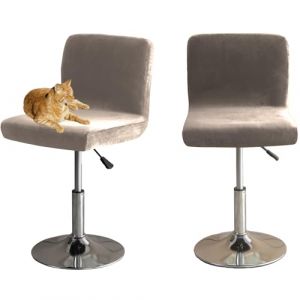 HOMECOVER Housses De Chaise De Bar avec Dossier, Élastique Velours Tissu Housses De Tabouret De Pub Amovible Courte Arrière Pivotant Couverture De Chaise-Taupe-2 Pièces (HOMECOVER, neuf)