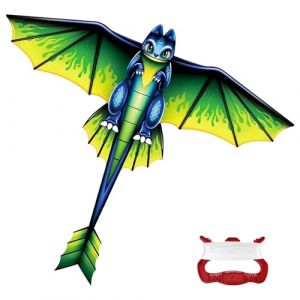 Flintronic Cerfs-Volants, Grand Cerf Volant Enfant, 114x158cm, Cerf Volant Dragon avec Cordon de 100 M&egrave;tres, Cerfs-Volants Longue Queue de Facile &agrave; Voler, pour Les Plages et Les Parcs (flintronic&reg;-eu, neuf)