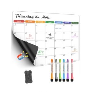SONNELD Planning frigo magn&eacute;tique effa&ccedil;able &ndash; Semainier & organisateur familial pour r&eacute;frig&eacute;rateur &ndash; Tableau blanc magn&eacute;tique r&eacute;utilisable pour menus, t&acirc;ches, rendez-vous, to-do list (SONNELD, neuf)
