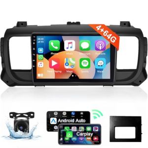 【8 C&oelig;ur 4+64G】 Hodozzy Carplay Autoradio pour Citroen Jumpy 3/Peugeot Expert/Toyota Proace, 9 Pouces Ecran Tactile Android Autoradio avec Android Auto/WiFi/GPS/RDS/FM/Bluetooth/USB/DSP (Hodozzy, neuf)