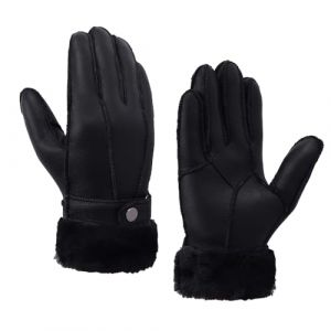 Gants en cuir pour femme,Femme polaire chaude doubl&eacute;e hiver Gants,Noir,XXL (MGGM collection EU, neuf)