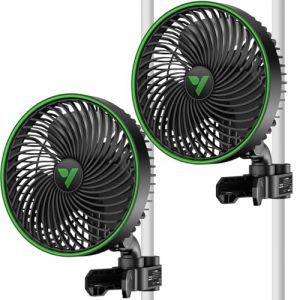 VIVOSUN Lot de 2 Ventilateurs de Culture avec Clip AeroWave E6 Gen2 15 cm Moteur EC 12W Contr&ocirc;le APP/WiFi 5 Vitesses+Minuterie, Oscillation Automatique IP54, pour Tente de Culture et Hydroponie, Noir (VIVOSUN EU, neuf)