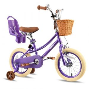 RULLY Vélo Enfant 16" Donna pour Fille 4-7 Ans – avec Petites Roues et Panier – Style Rétro Violet (Rully Bike, neuf)