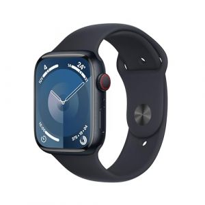 Apple Watch Series 9 [GPS + Cellular, 45mm] Coque en Alluminum Minuit avec Bracelet de Sport Minuit, M/L (Reconditionn&eacute;) (CarbonPhone, neuf)