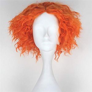 Alice Au Pays Des Merveilles 2 Chapelier Fou Tarrant Hightopp Perruque Orange Cheveux Courts Bouclés La Reine Rouge/Reine Blanche Perruque Cosplay Jeu De Rôle Perruque Chapelier Fou (long zhu tang, neuf)