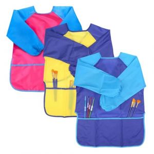 MIVAIUN 3 Pcs Tablier Enfant Peinture Blouse Peinture Enfant Manches Longues Tablier Peinture pour Protection Peinture 3-8 Ans (3 Pcs) (HONGXIN EU, neuf)