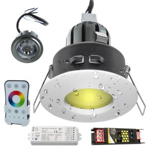 Planetitaly Kit de 3 spots chromothérapie LED RGB 9 W encastré salle de bain douche centrale WiFi lumière colorée avec commande vocale télécommande 24 V IP65 (PlanetItaly, neuf)