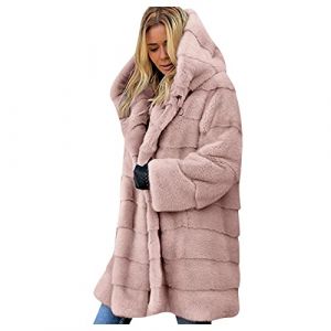 Wyongtao Veste Fausse Fourrure Femme avec Capuche,manteau femme hiver Fausse Mi-Longue Mode,parka vestes en peluche &eacute;paissi veste Fourrure thermique chaud cape blouson polaire chaude Casual unie (Wyongtao❖, neuf)