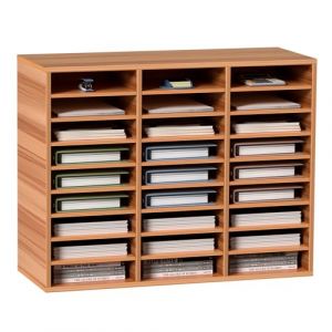 VEVOR Organisateur de Bureau en Bois 80x30,5x63 cm, Trieur de Fichiers &agrave; 27 Compartiments, Meuble &agrave; Courrier en MDF, &Eacute;tag&egrave;res Amovibles, Classeur pour Ranger Papiers Magazines Bureau &Eacute;cole, Blanc (VEVOR Direct Store FR, neuf)