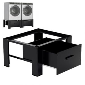 Izrielar Lot de 2 supports de machine &agrave; laver avec tiroir 62,5 x 54,5 x 32,5 cm - Meuble inf&eacute;rieur pour machine &agrave; laver jusqu'&agrave; 150 kg - &Eacute;tag&egrave;re pour machine &agrave; laver - Noir (JinShing, neuf)
