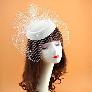 Bibi Chapeau avec Voilette Noir Bibi Mariage de Mariée Elégant Fascinator Hat Béret de Fête Cérémonie Soirée Cocktail Vintage Coiffure à Cheveux pour Femme Fille Eglise Spectacle Photographie (AmoureuxUK, neuf)