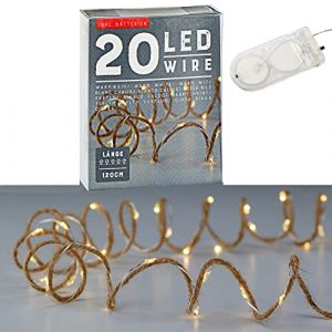 Guirlande lumineuse LED - Micro fil sur corde de jute - Blanc chaud - Longueur : 120 cm - Avec 20 LED - Éclairage de Noël - Guirlande lumineuse décorative avec piles (1 guirlande lumineuse à 20 LED) (TORO FORTE GmbH, neuf)