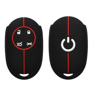 kwmobile Coque cl&eacute; de Voiture Compatible avec Fiat 500E Cl&eacute; de Voiture &agrave; 4 Boutons Accessoire cl&eacute; Voiture - Protection &eacute;tui Souple en Silicone - Noir-Rouge (SX-Commerce, neuf)