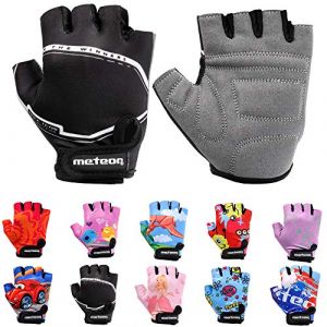 Enfants Gants de V&eacute;lo Gar&ccedil;ons Filles Cyclisme VTT Demi-Doigts Antid&eacute;rapant Mitaines de Sport Antichoc Respirant Courts pour Bicyclette R&eacute;glables Scooter Paire de Gant (JR M ~7-7,5 cm, Racing) (meteorsport, neuf)