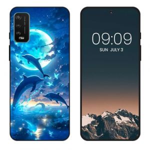 WUACYEAMING Noir Coque pour Wiko Power U20, Haute Qualit&eacute; TPU Silicone Mince Souple Antichoc Bumper avec Les Dauphins Motif Dessin Mat Case (WUACYEAMING, neuf)