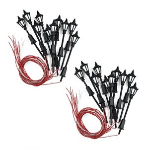 Lot de 20 lampadaires d'éclairage pour paysage de bâtiments ferroviaires à l'échelle 1:75 (GreenandHouse, neuf)