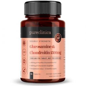 180 comprim&eacute;s de glucosamine HCL et de chondro&iuml;tine &agrave; forte force 1500 mg - 6 mois de r&eacute;serve (Pureclinica, neuf)
