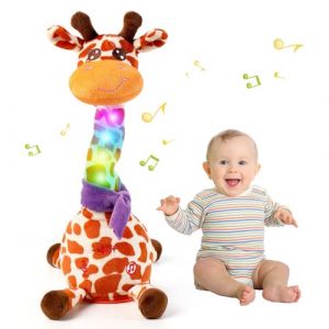 Edencomer Girafe Musicale Interactive Qui Danse, Peluche Parlante Lumineuse avec Sons, Jouet &Eacute;ducatif d'&Eacute;veil pour B&eacute;b&eacute;, Cadeau pour Enfant (Hengli Direct, neuf)