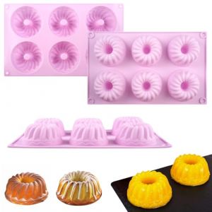 Xyvor 3 Pi&egrave;ce Mini Moule &Agrave; Kougelhopf Silicone 6 Capacit&eacute; 7 Cm Antiadh&eacute;sive Moule Silicone, Moules A Baba Au Rhum, Spirale Kouglof, Moules Cannel&eacute;, Charlotte pour Muffins Jello G&eacute;latine G&acirc;teau (ruifankai, neuf)