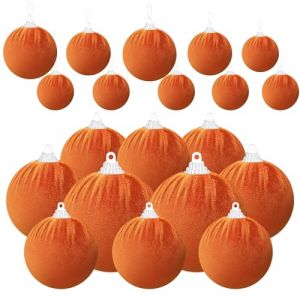 Gresorth Halloween Tissu Enveloppé Boule Set Velours Suspension Parure Mousse Antichoc Décoration Engagement Parti Orange 10 Pièces (Gresorth DE, neuf)