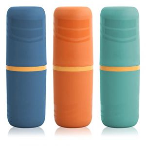 Aohyue 3Pcs &Eacute;tui Brosse &agrave; Dent Bo&icirc;te &agrave; Brosse &agrave; Dents Voyage Portable &Eacute;tui Brosse a Dent Porte Brosse a Dent Dentifrice Plastique Tasse de Voyage pour Camping d'affaires Domicile, Vert/Bleu/Orange (achenyuyuan, neuf)