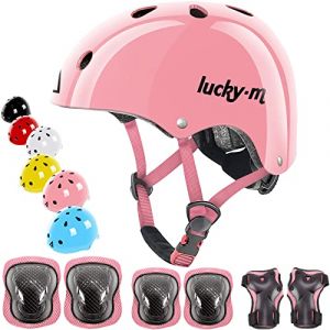 Casque pour enfants r&eacute;glable avec genouill&egrave;res, coudi&egrave;res et prot&egrave;ge-poignets, ensemble de protection 7 en 1 pour gar&ccedil;ons et filles, pour skateboard, v&eacute;lo, trottinette, hoverboard, etc. (XC UK-SHOP, neuf)