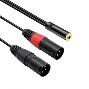 MEIRIYFA Câble stéréo 1/8 femelle vers double XLR mâle, double XLR mâle équilibré vers cordon court femelle 3,5 mm câble microphone XLR Y 3,5 mm vers 3 broches - 0,3 m (shenzhenshi mili dianzi keji, neuf)