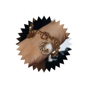 Wendalern Chunky Chain Bracelet Cha&icirc;ne &agrave; maillons dor&eacute;s OT Fermoir Bracelet Strass Disque Charm Bracelet Pi&egrave;ce Pendentif Fermoir &agrave; bascule Bracelet Bijoux pour femmes filles(Lune d'or) (Wendalern, neuf)