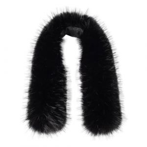 xiatty Col en Fausse Fourrure pour Femme - Garniture de Rechange pour Manteau d'hiver, Parka - Unisexe - comme de la Vraie Fourrure Douce et Moelleuse, Noir, 29.5"/75CM (MingHuidianpu, neuf)