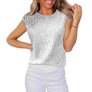 Haut a Paillette Femme Soiree Disco Chemisiers et Blouses Mode Top Chic Haut Paillettes Vintage Haut Disco Cocktail Tee Shirt Elegant Habill&eacute; Blouse Tenue de Fete Femme Chic et Elegant &agrave; Paillettes (⭐⭐⭐⭐⭐AEGJEGVD⭐⭐⭐⭐⭐, neuf)