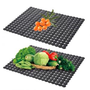 Jortmrd 2 Pi&egrave;ces Tapis Evier Cuisine en PVC 40 x 30 cm Protege Evier Cuisine Tapis D'&eacute;vier D&eacute;coupable Contre La Salet&eacute; et Les Rayures pour de Couverts Cuisine (Noir) (FUKJLKSESOIR, neuf)