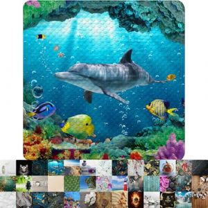 Sanilo Tapis de Douche 53 x 53 cm, Tapis de Bain Antid&eacute;rapant pour la Douche et la Baignoire, Tapis Antid&eacute;rapant Lavable en Machine et R&eacute;sistant aux Moisissures (Dauphin) (Baintastique, neuf)