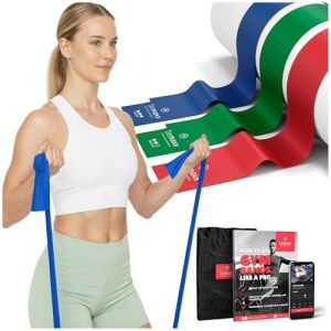 Bandes &Eacute;lastiques Fitness Set/Extra Longue 2m Elastiband 3 Niveaux de R&eacute;sistance + eBook Guide et Sac | Physique Exercise Pilates Yoga Sport Gym Musculation Traction Gymnastique Kit Training (PL|Concepts, neuf)