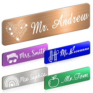 &Eacute;tiquette de nom personnalis&eacute;e avec logo - Badge personnalis&eacute; grav&eacute; avec aimant ou &eacute;pingle - &Eacute;tiquettes d'identification personnalis&eacute;es pour employ&eacute;s, m&eacute;decins, infirmi&egrave;res, enseignants (yeshuolemaoyi, neuf)