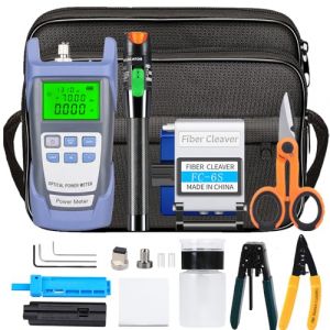 FTTH Kit Outils Fibre Optique avec Cliveuse Fibre Optique FC-6S, Localisateur Visuel de Défauts 30mW 30KM, CFS-3 Pince à dénuder et Ciseaux Kevlar, Photomètre Fibre Optique (LIAYTRSS, neuf)