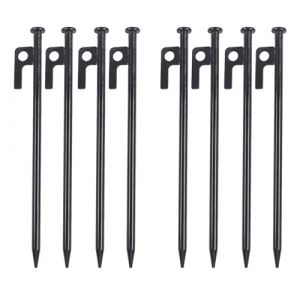 8 Pièces Sardine pour Tente, 20cm Piquets de Tente en Acier Forgé, Piquets de Fixation Camping, avec Crochets Et Trous de Suspension pour Le Camping, Les Voyages Et Les Activités de Plein Air (Mrcqdbb, neuf)