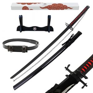 Hashiman - Katana Bleach - Ichigo Kurosaki - Bankai Tensa Zangetsu Evolution Deux - R&eacute;plique Manga Sabre + Support d'Ep&eacute;e Bois + Ceinture (Hashiman, neuf)