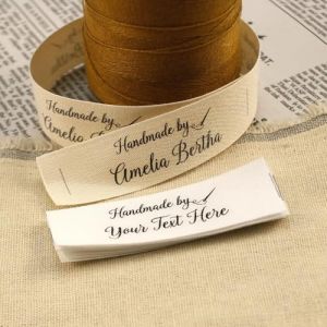 &Eacute;tiquettes Personnalis&eacute;es &Agrave; Coudre, Pli&eacute;es, Rubans Personnalis&eacute;s For V&ecirc;tements, &Eacute;tiquettes Personnalis&eacute;es En Coton Biologique, &Eacute;tiquettes Nominatives En Tissu, Logo Ou Texte(20x70mm) (shengbeidz, neuf)