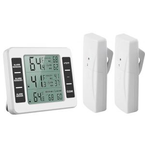 Thermom&egrave;tre Cong&eacute;lateur sans Fil Thermom&egrave;tre Num&eacute;rique de R&eacute;frig&eacute;rateur avec Alarme Congelateur Thermom&egrave;tre Frigo Int&eacute;rieur Ext&eacute;rieur avec 2 Capteurs pour Cuisine et Maison (Blurte, neuf)