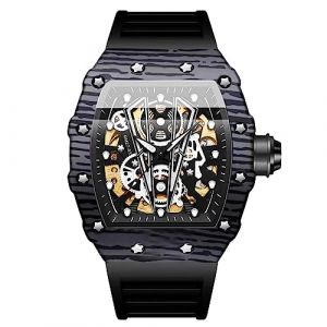 RORIOS Homme Punk Montre Sport Tonneau de Poignet M&eacute;canique Automatique Squelette Mode avec Silicone &Eacute;tanche Lumineuse (ASPOTEC SRL, neuf)