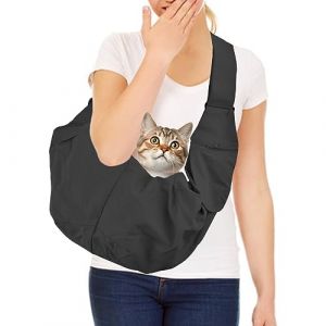 Sac de Transport pour Chien et Chat jusqu'à 5 kg,Sac à Bandoulière Mains Libres Petit,Réglable Dog Sling,Sac de Transport Chiot,Porte Chien ventral Petit pour Voyages en Plein air (Webster.WOW, neuf)