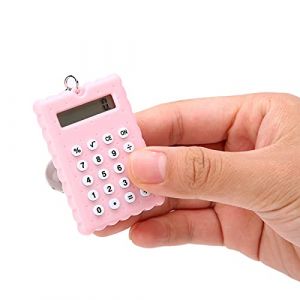Mini Calculatrice Portable avec Porte-cl&eacute;s, Calculatrice de Porte-cl&eacute;s Style Biscuits Mignons &agrave; la Mode, Calculatrice de Poche Couleur Bonbon, Calculatrice de Poche &agrave; Affichage &agrave; (Rose) (Zhaojou, neuf)