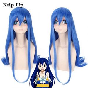 Anime Fairy Tail Cosplay perruque Lucy Heartfilia Wendy Marvell Costume perruques longues droites bleu résistant à la chaleur cheveux synthétiques (good stuff A, neuf)