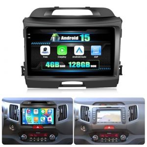 CAMECHO [4+128G] Android 15 Autoradio pour Kia Sportage 3 III SL 2010-2016, Carplay Android Auto sans Fil, 9" INCELL &Eacute;cran Bluetooth 2 Din Radio GPS WiFi FM/RDS Mirror Link +Mic+Cam&eacute;ra de recul (Icamecho, neuf)
