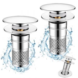 2 Pi&egrave;ces Bonde de Lavabo Universel Pop Up,Bonde de Lavabo Pop-Up avec Filtre Anti-Clogging,Flitre de Vidange Anti-Bloqu&eacute;,Bouchon Baignoire pour Lavabo Cuisine(Orifice de vidange 34-40mm) (Drasohuija, neuf)