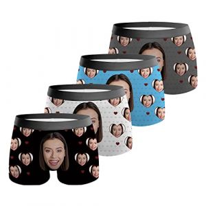 VEELU Boxer Personnalisé Homme Photo avec Le Visage Nouveauté Modèle Calecon Homme Coton Doux Respirant sous-vêtement Fantaisie Drôles Colorée XS S M L XL XXL (Jingle Cat Magical Shop, neuf)